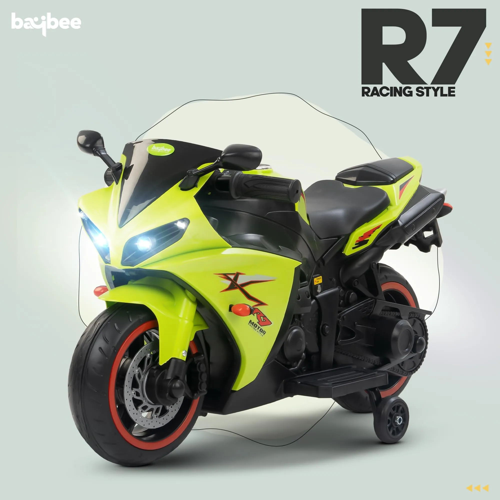 Baybee R7 Rechargeable Battery Operated Bike for Kids, Ride on Toy Baby Bike with Music & LED Light