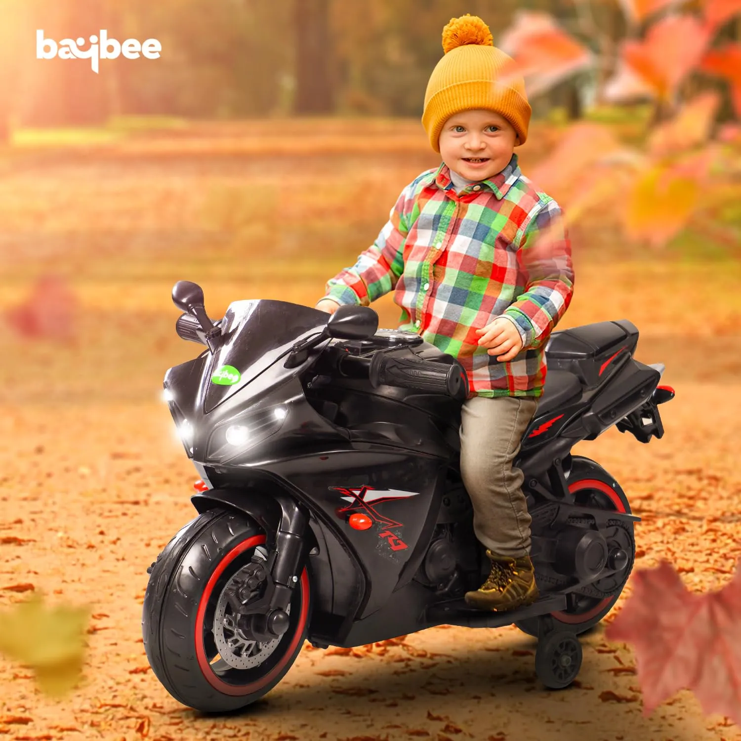 Baybee R7 Rechargeable Battery Operated Bike for Kids, Ride on Toy Baby Bike with Music & LED Light