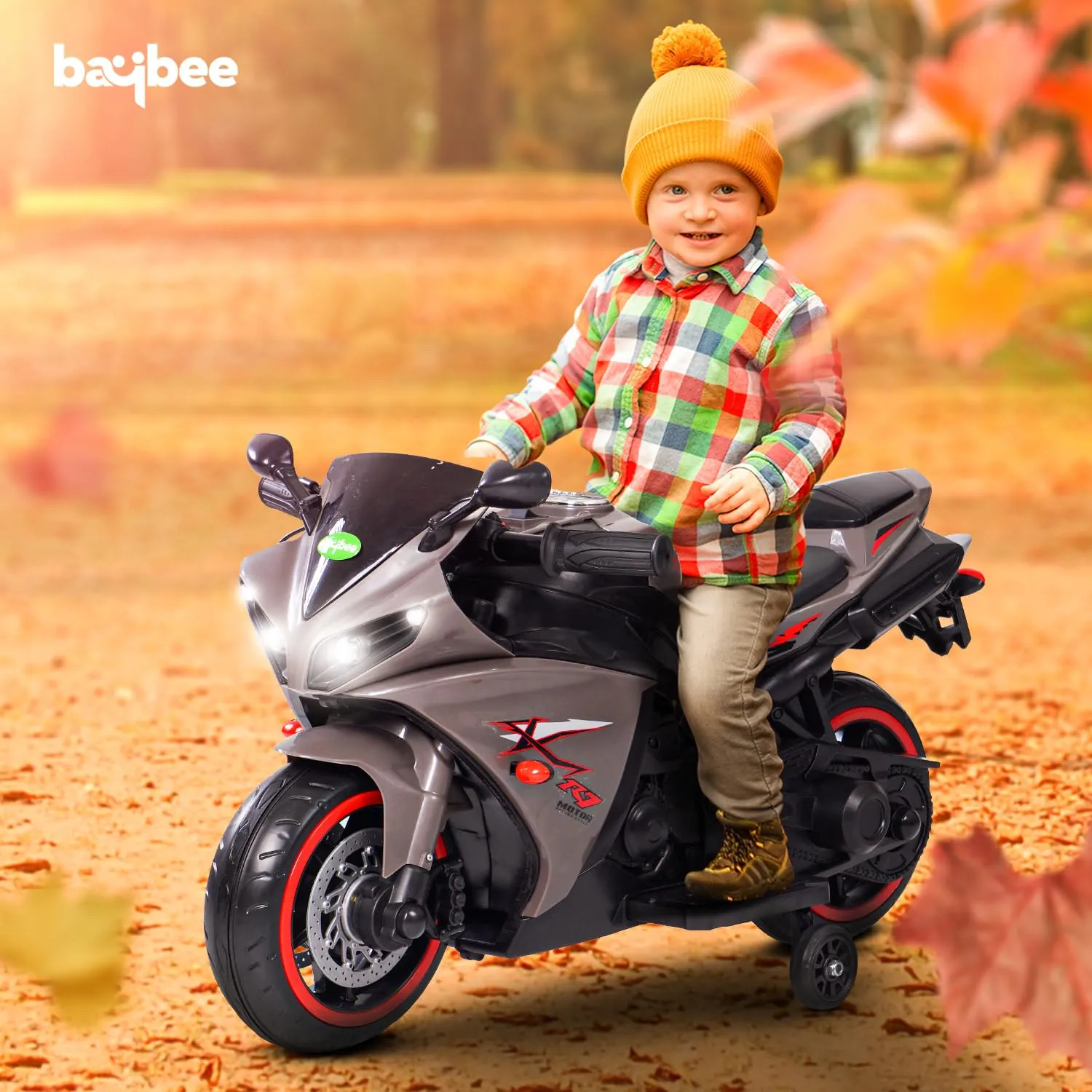 Baybee R7 Rechargeable Battery Operated Bike for Kids, Ride on Toy Baby Bike with Music & LED Light