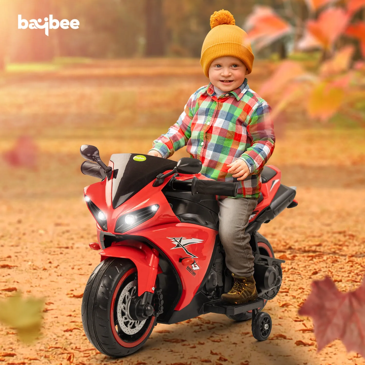 Baybee R7 Rechargeable Battery Operated Bike for Kids, Ride on Toy Baby Bike with Music & LED Light