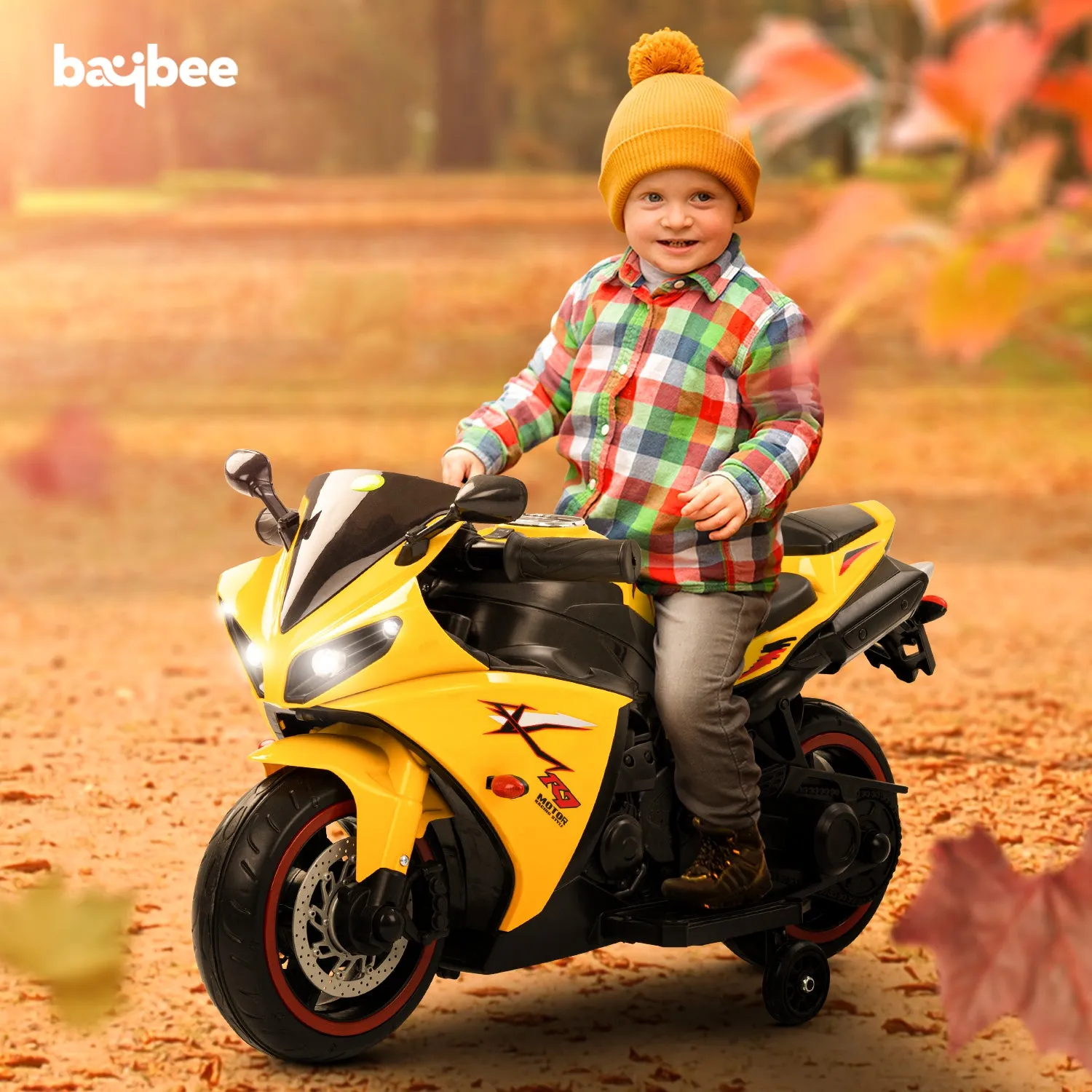 Baybee R7 Rechargeable Battery Operated Bike for Kids, Ride on Toy Baby Bike with Music & LED Light