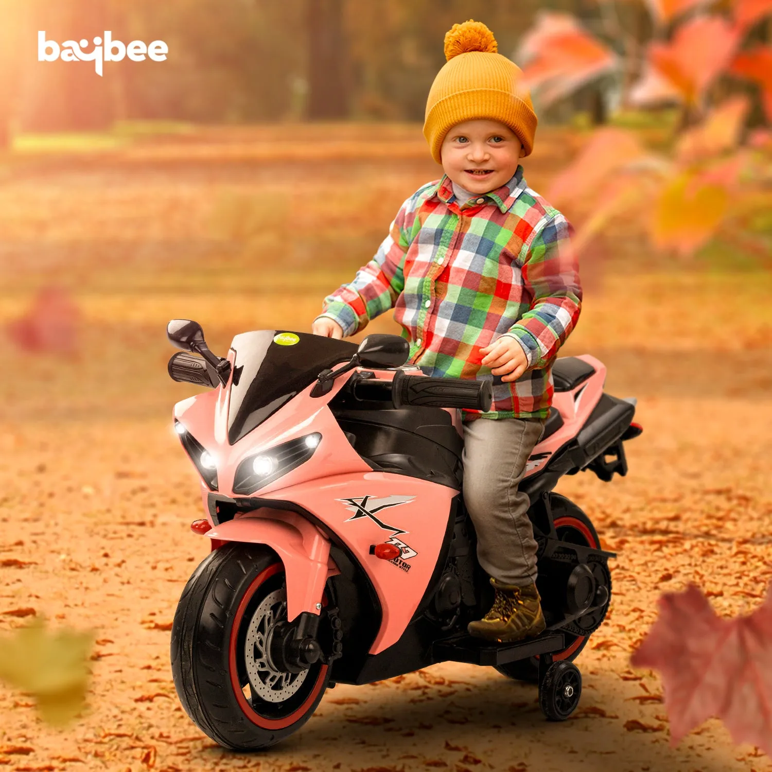 Baybee R7 Rechargeable Battery Operated Bike for Kids, Ride on Toy Baby Bike with Music & LED Light