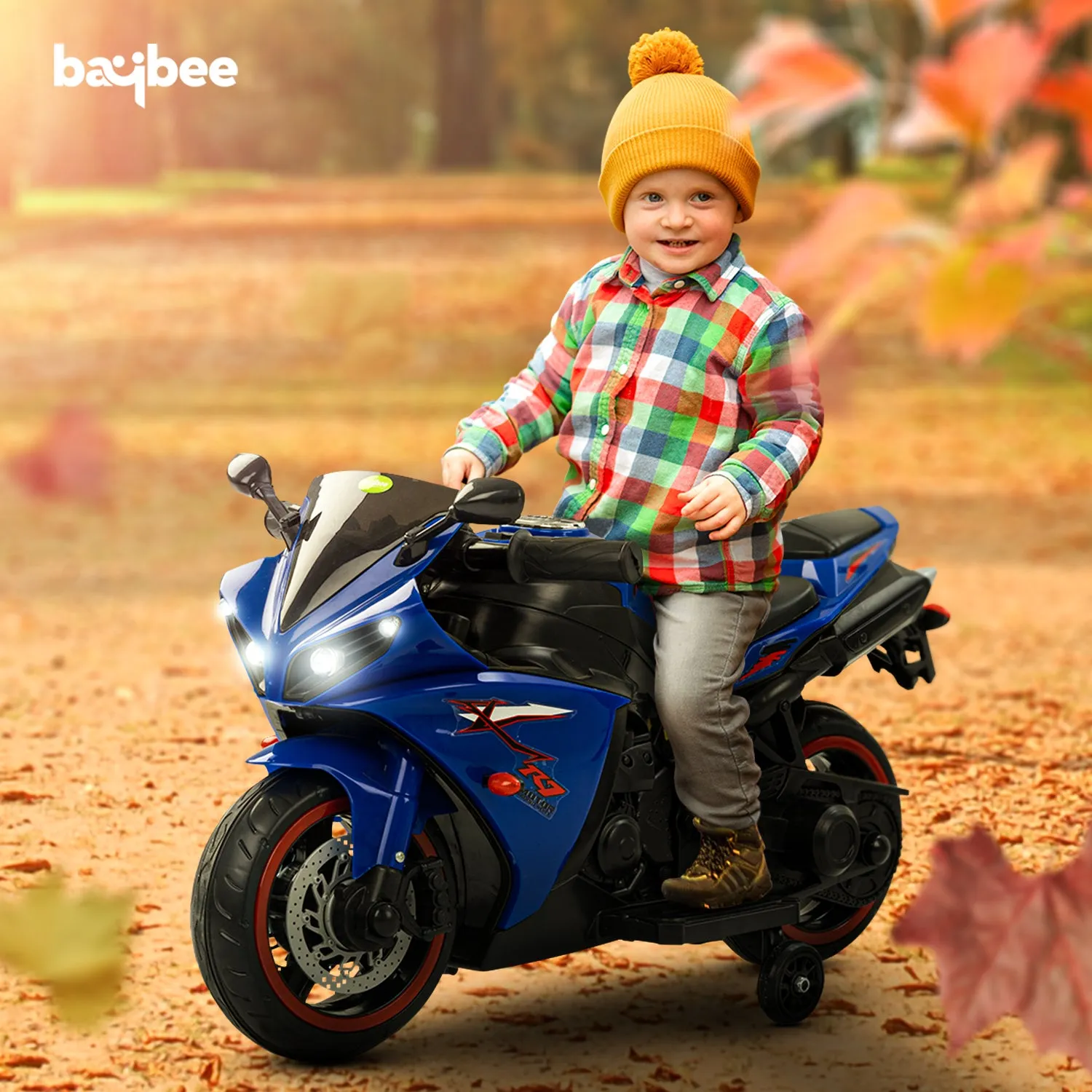 Baybee R7 Rechargeable Battery Operated Bike for Kids, Ride on Toy Baby Bike with Music & LED Light