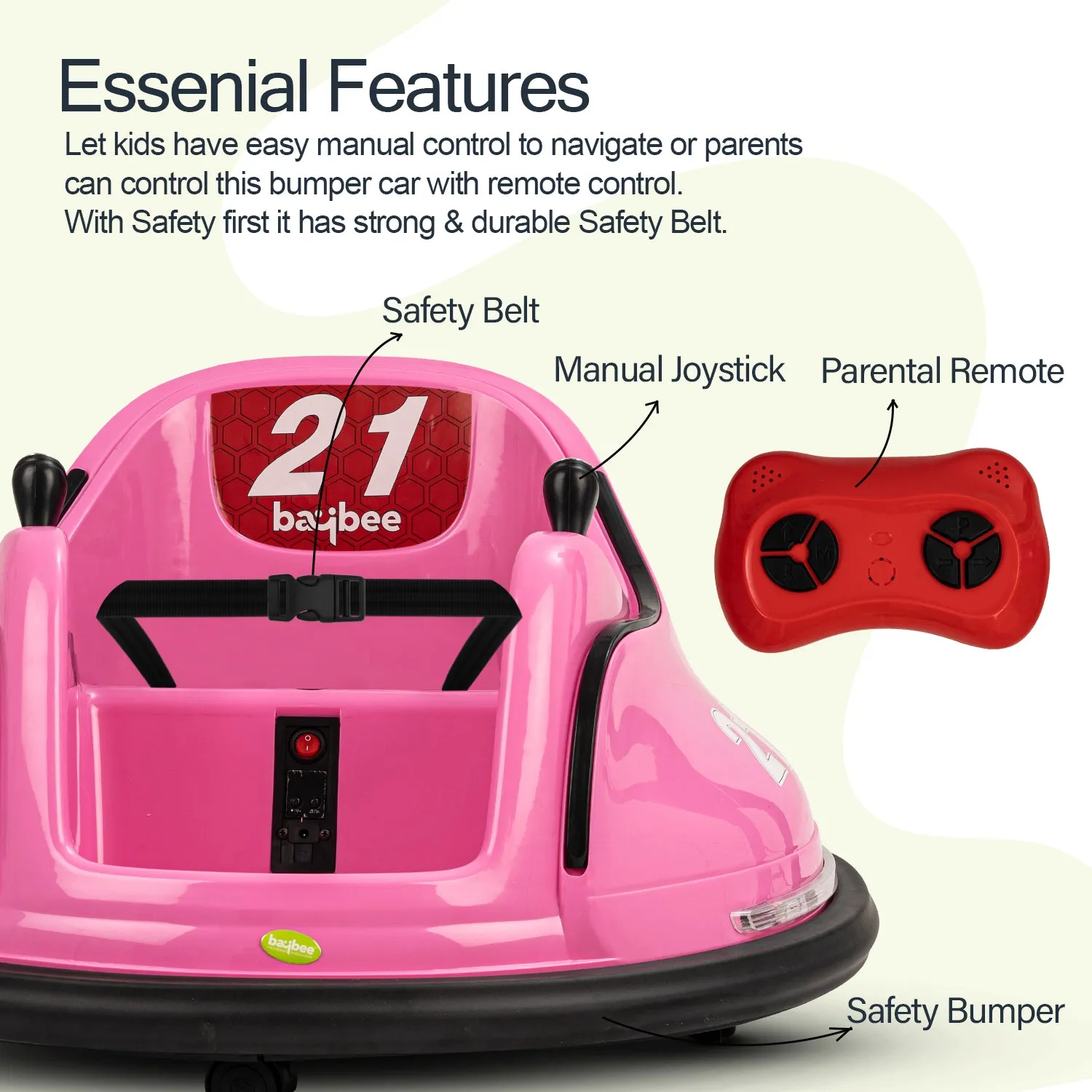 Baybee Rapid Electric Bumper Car for Kids with 2 Control Modes, Bluetooth, Music & Lights