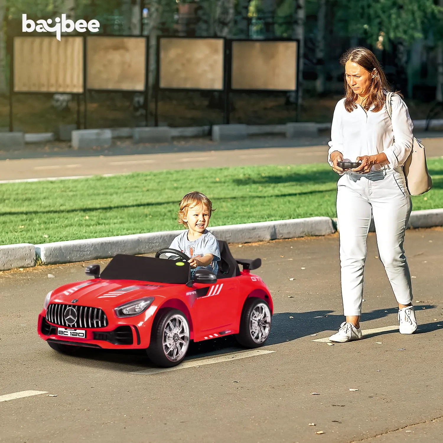 Baybee Spyder Rechargeable Battery Operated Car for Kids, Ride on Toy Kids Car with Bluetooth, Music, USB, Belt | Baby Big Electric Car | Battery Car for Kids to Drive 2 to 5 Years Boy Girl ((Red)