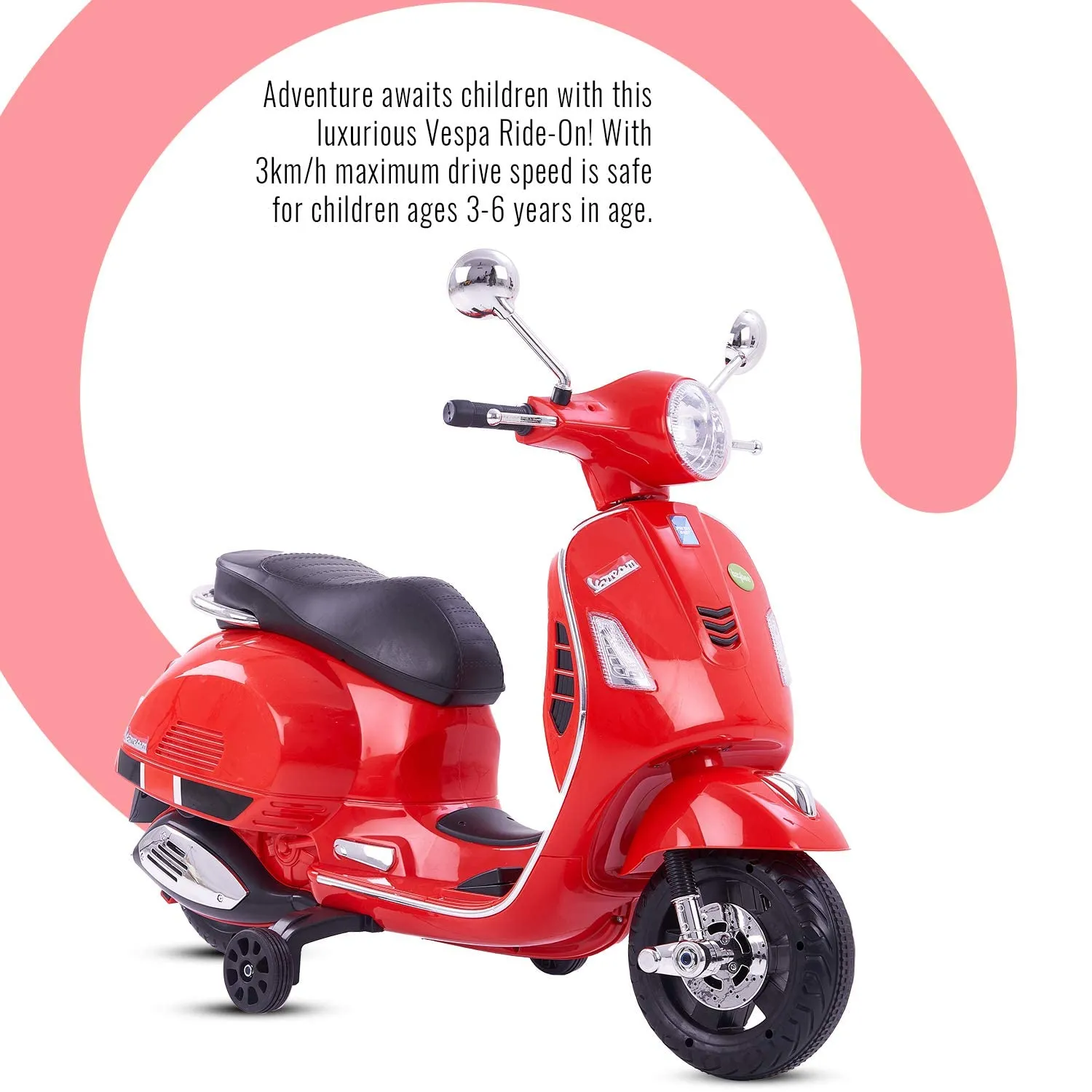 Baybee Vespa Battery Operated Ride on Electric Kids Bike with Training Wheels, Music & USB Port.