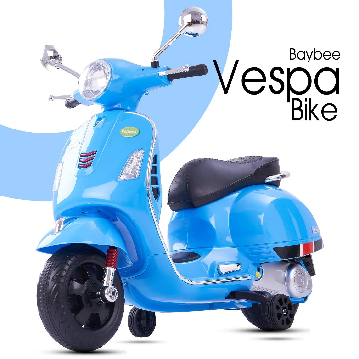 Baybee Vespa Battery Operated Ride on Electric Kids Bike with Training Wheels, Music & USB Port.