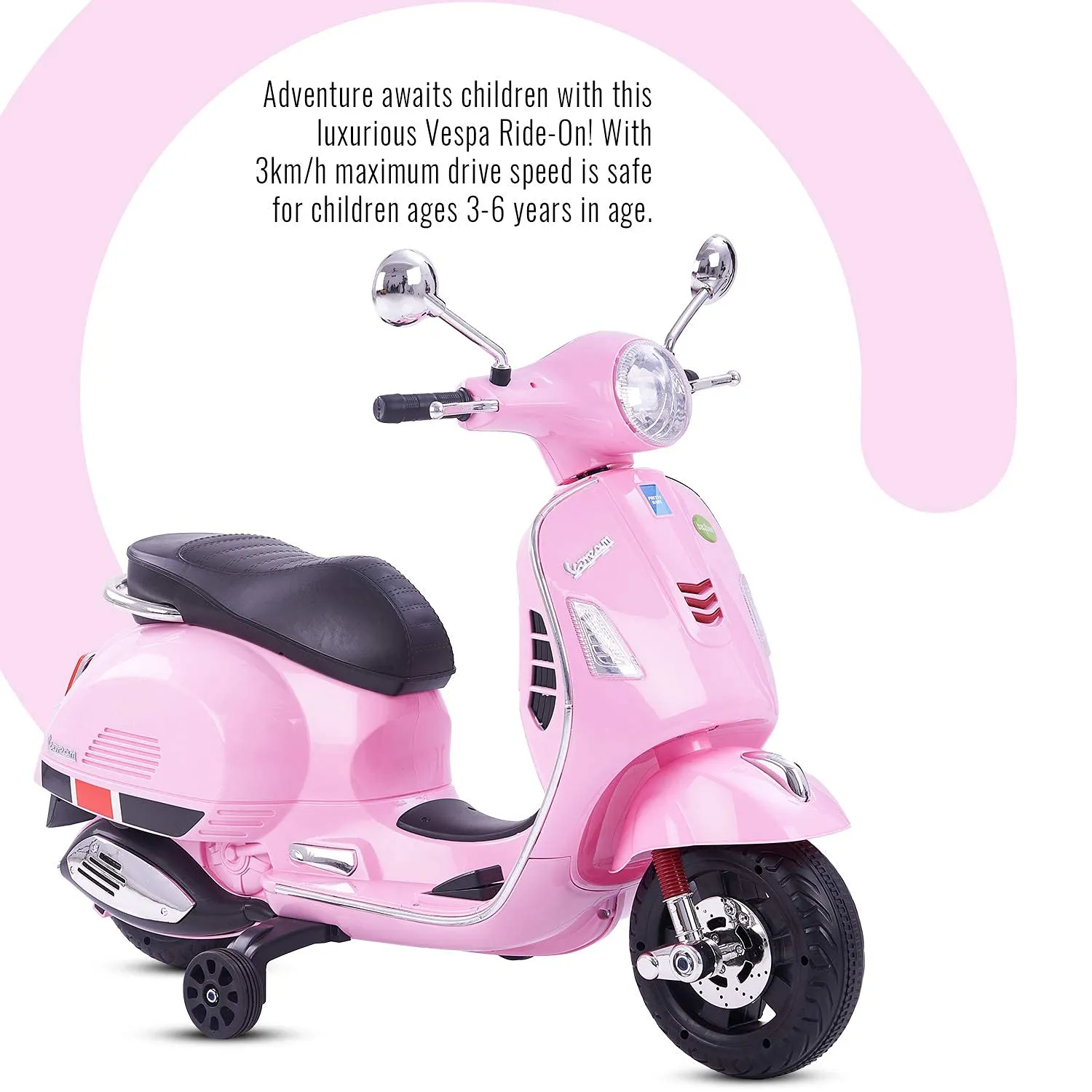 Baybee Vespa Battery Operated Ride on Electric Kids Bike with Training Wheels, Music & USB Port.