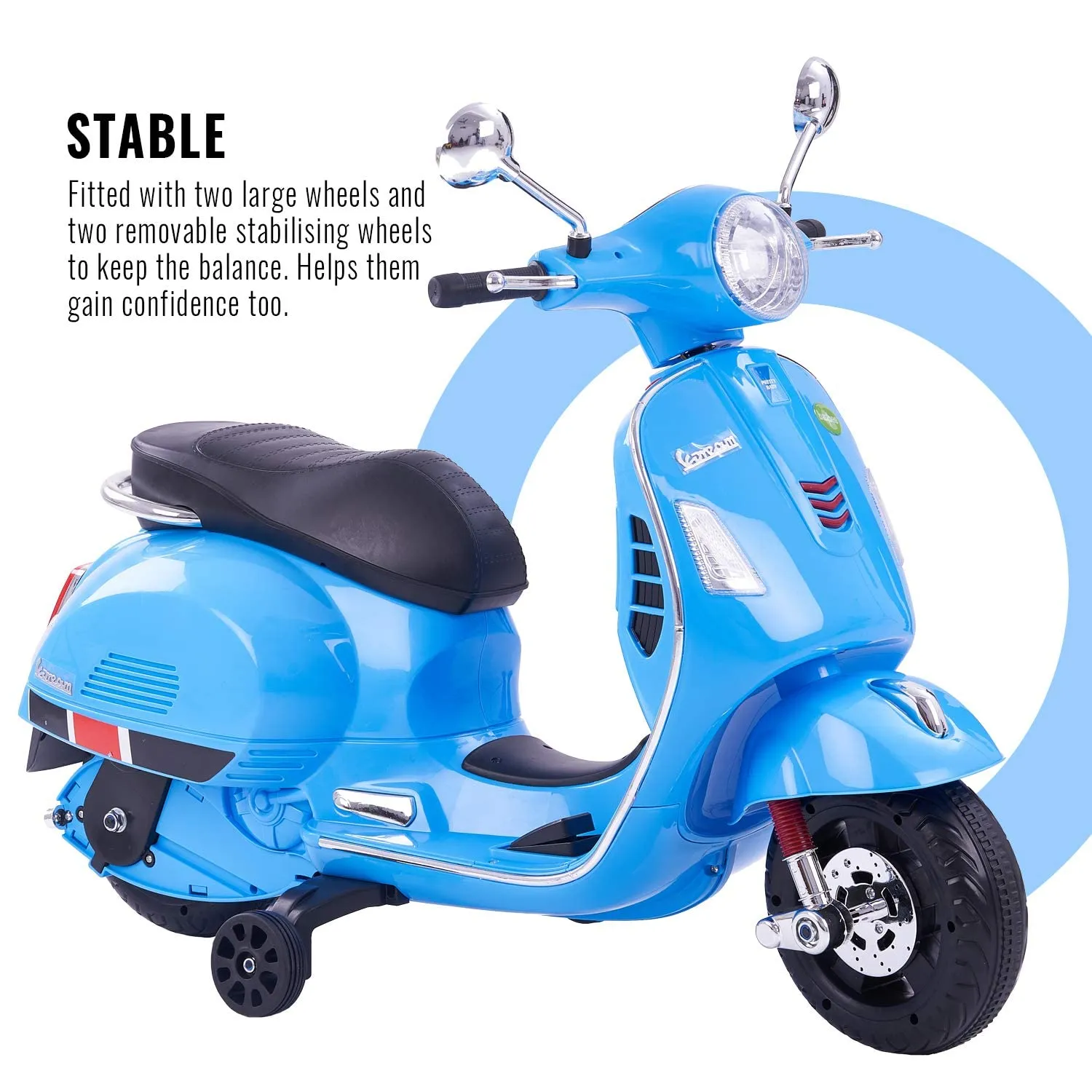 Baybee Vespa Battery Operated Ride on Electric Kids Bike with Training Wheels, Music & USB Port.