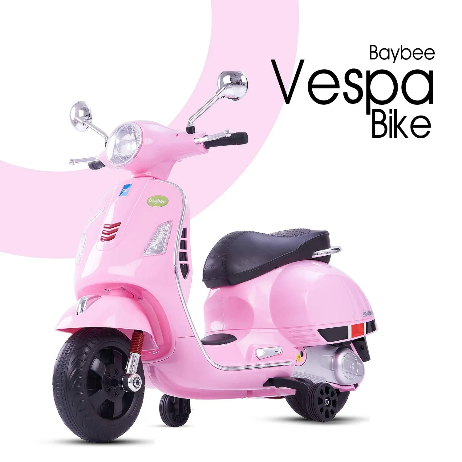 Baybee Vespa Battery Operated Ride on Electric Kids Bike with Training Wheels, Music & USB Port.