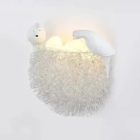 Bird-themed Resin Balcony Wall Light for Kindergarten Nest Décor - Lovely White Sconce Light