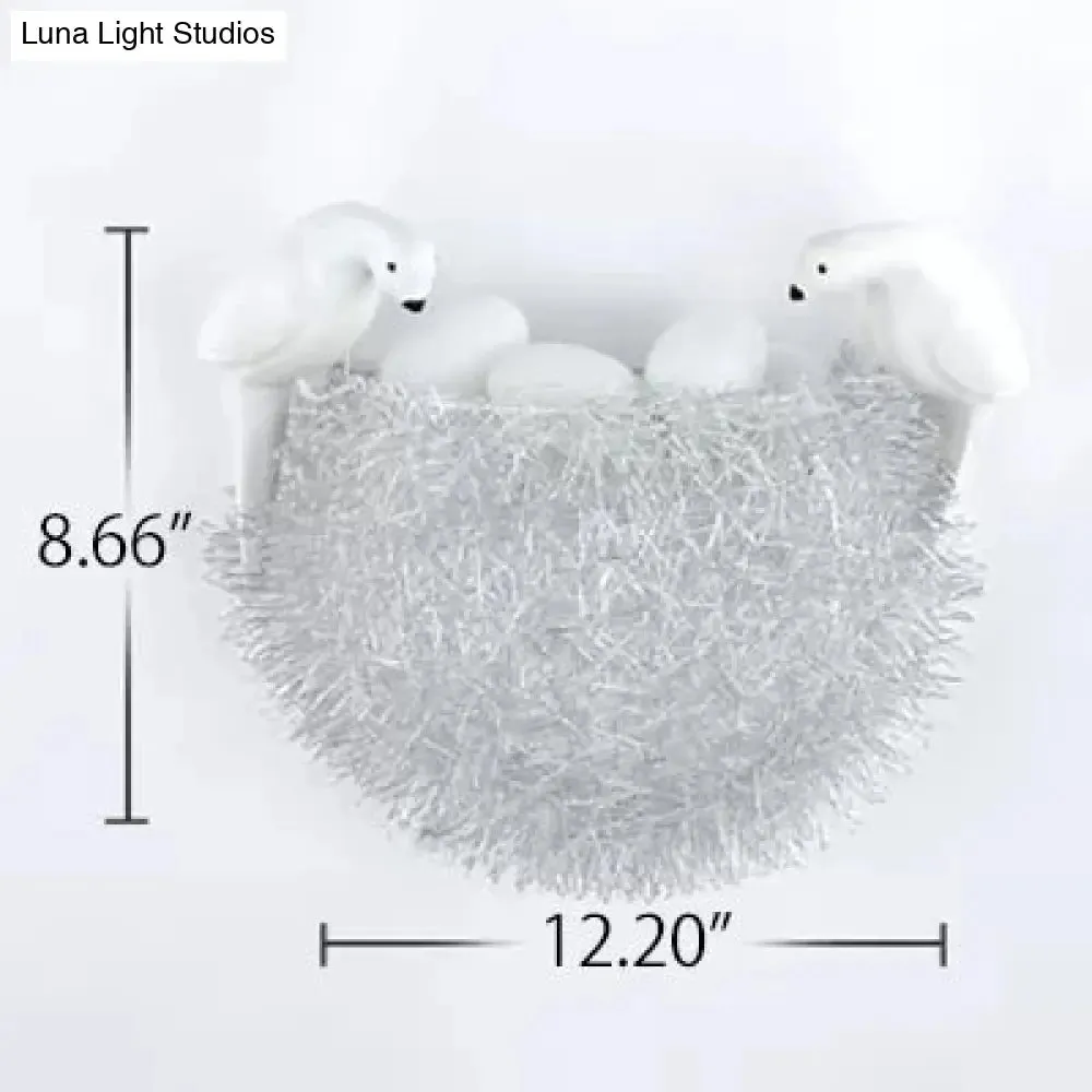 Bird-themed Resin Balcony Wall Light for Kindergarten Nest Décor - Lovely White Sconce Light