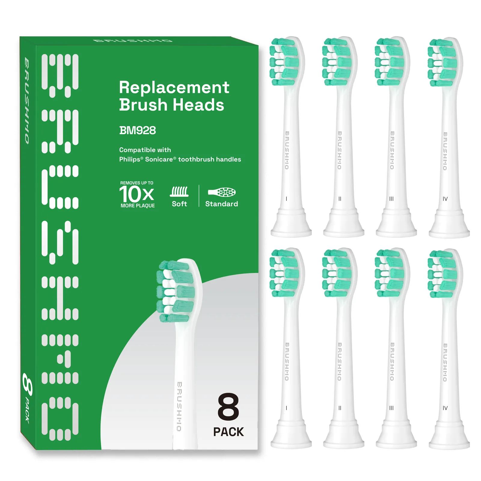 Brushmo Replacement Toothbrush Heads Compatible with Philips Sonicare Electric Toothbrush HX9023, 8 Pack