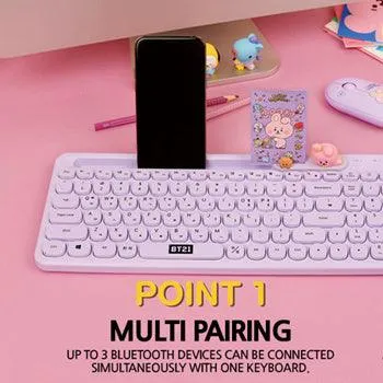 BT21 Little Buddy Baby Wireless Bluetooth Keyboard/ Multi Pairing/ Baby Figure Desk Top