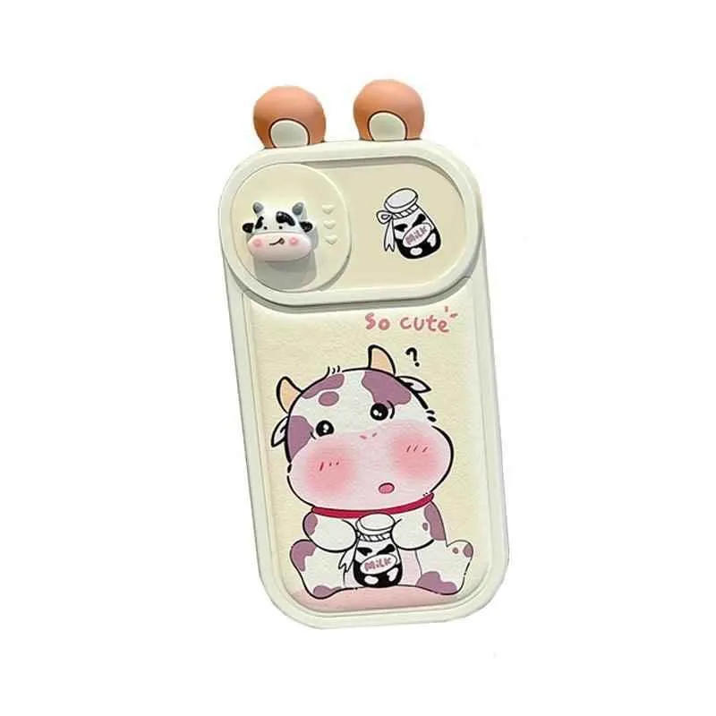 Cartoon Pink Pig, Puppy, Panda, and Cow Cute Phone Case For iPhone 15 Pro Max, 14, 13, 11, or 12