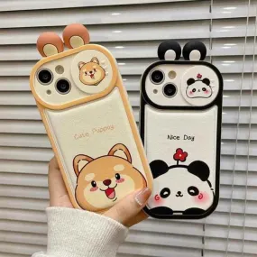 Cartoon Pink Pig, Puppy, Panda, and Cow Cute Phone Case For iPhone 15 Pro Max, 14, 13, 11, or 12