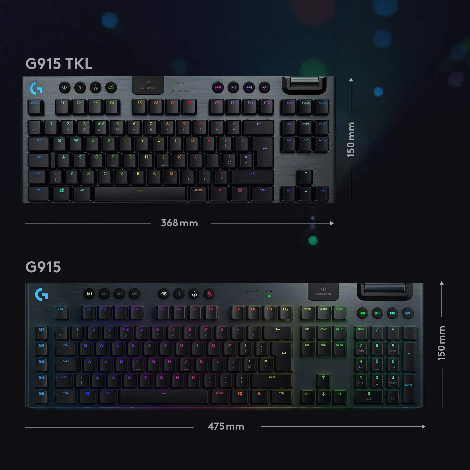 Certified Refurbished - Logitech - G915 LIGHTSPEED TKL Wireless Mechanical GL Clicky Switch Gaming Keyboard