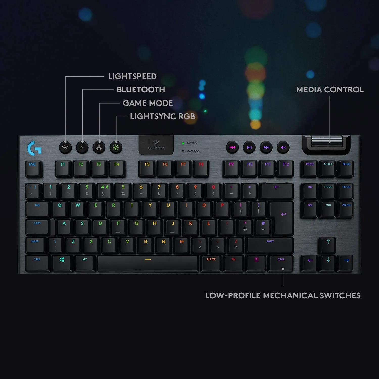 Certified Refurbished - Logitech - G915 LIGHTSPEED TKL Wireless Mechanical GL Clicky Switch Gaming Keyboard