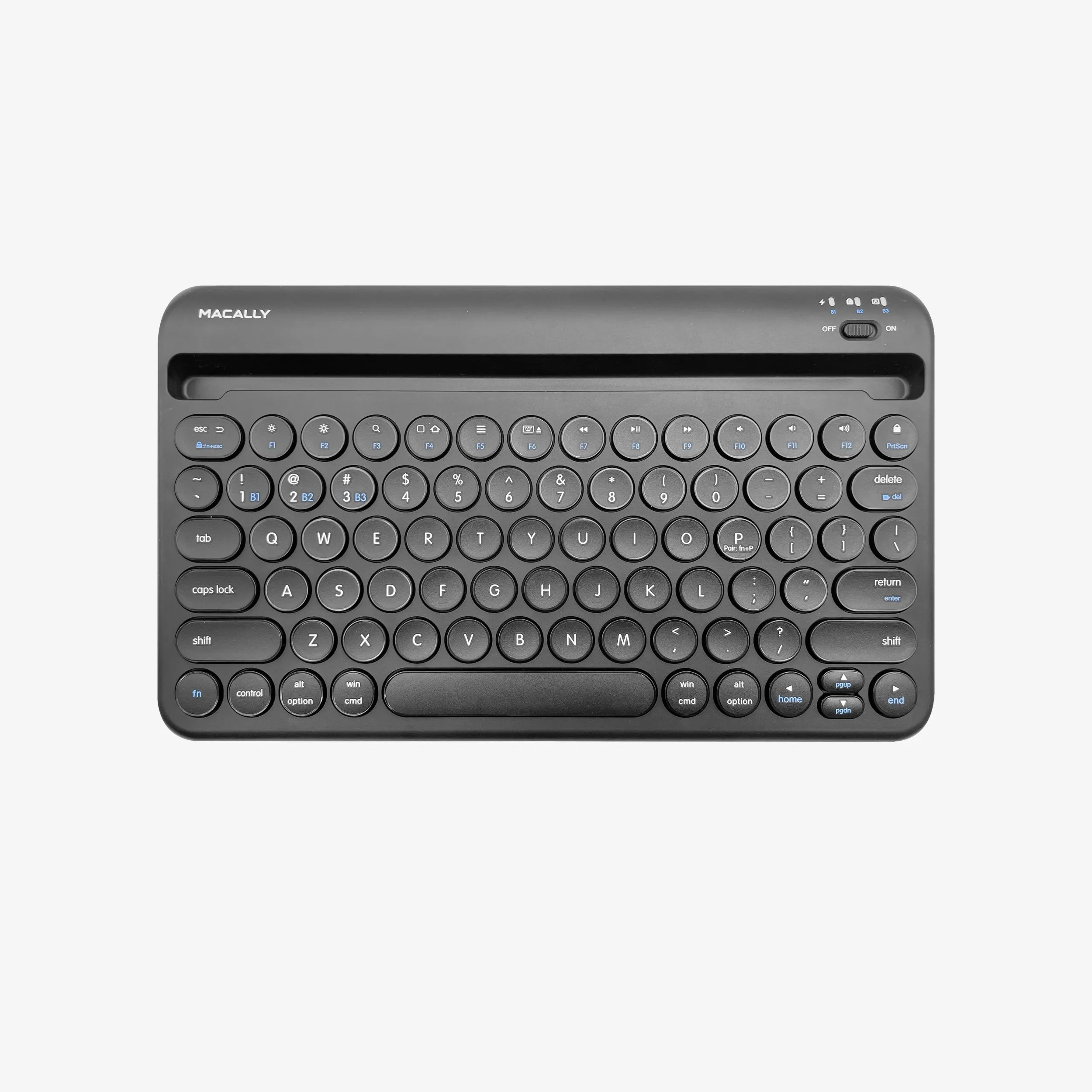 Compact Bluetooth Keyboard for Mac with iPhone or iPad Holder (Black)