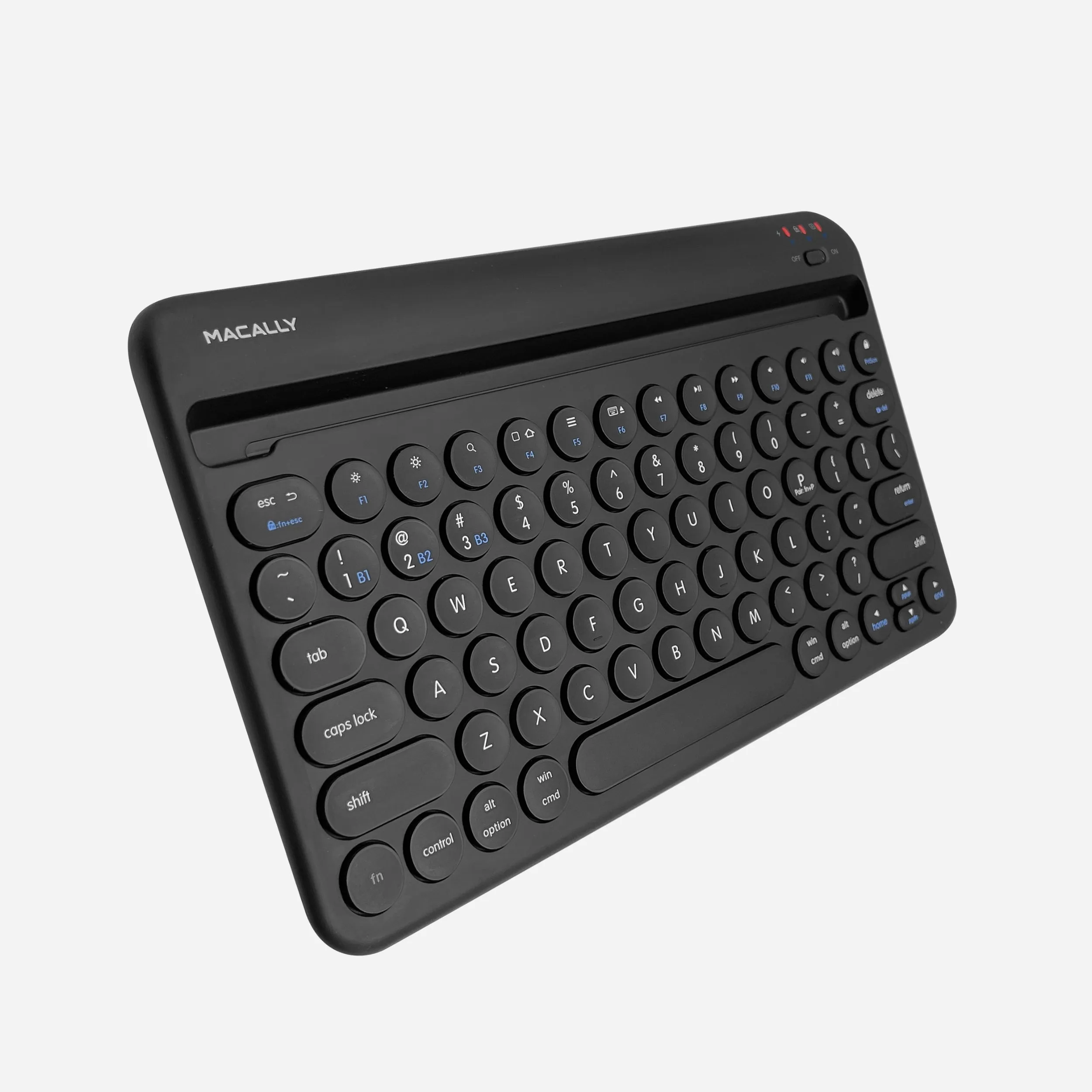 Compact Bluetooth Keyboard for Mac with iPhone or iPad Holder (Black)