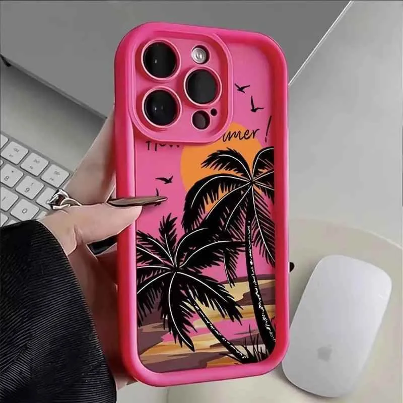 Cute Phone Cases For iPhone 15, 14, 13, 12, 11 Pro Max, XS, XR, X, 7, 8 Plus, and SE 2020 - Sunset and Coconut Trees - TSP246