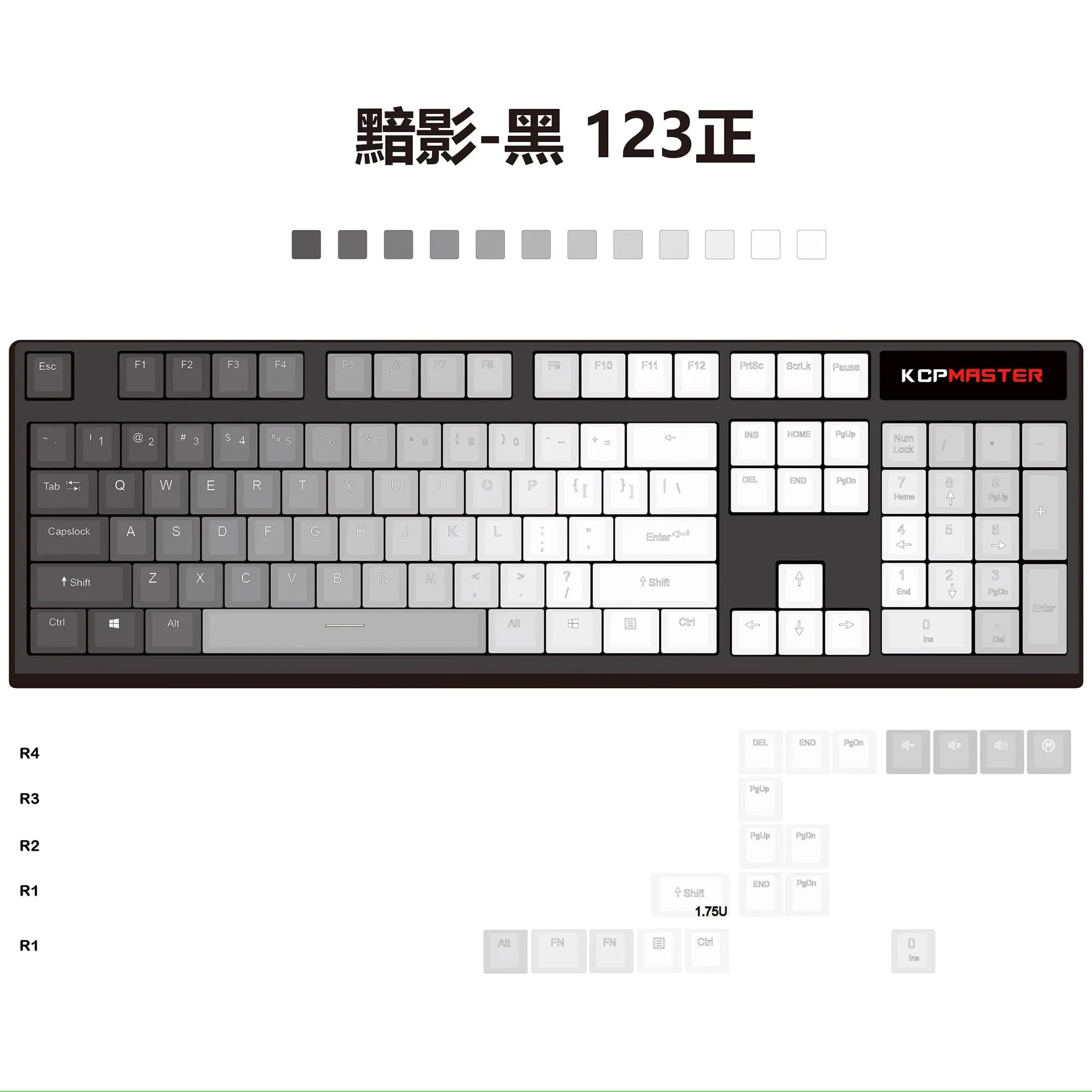 Dark Shadow Gradient Keycap Dip Dye Doubleshots PBT Grey for keyboard 87 tkl 104 bm60 xd68 CSTC75 BM87 BM65 CSTC75 VN96