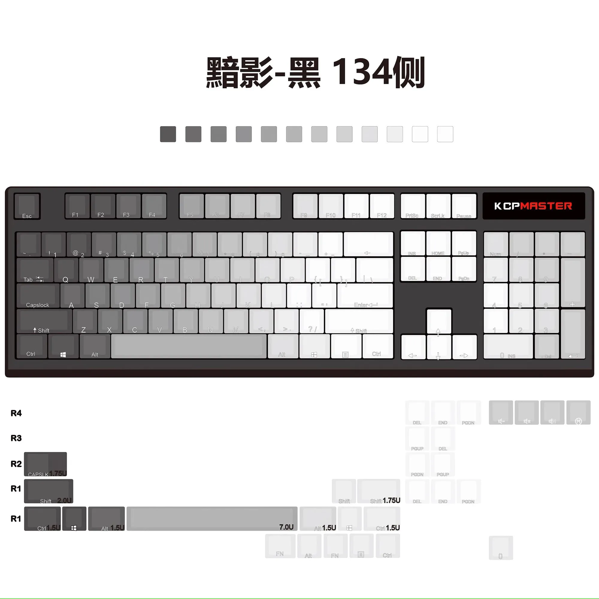 Dark Shadow Gradient Keycap Dip Dye Doubleshots PBT Grey for keyboard 87 tkl 104 bm60 xd68 CSTC75 BM87 BM65 CSTC75 VN96