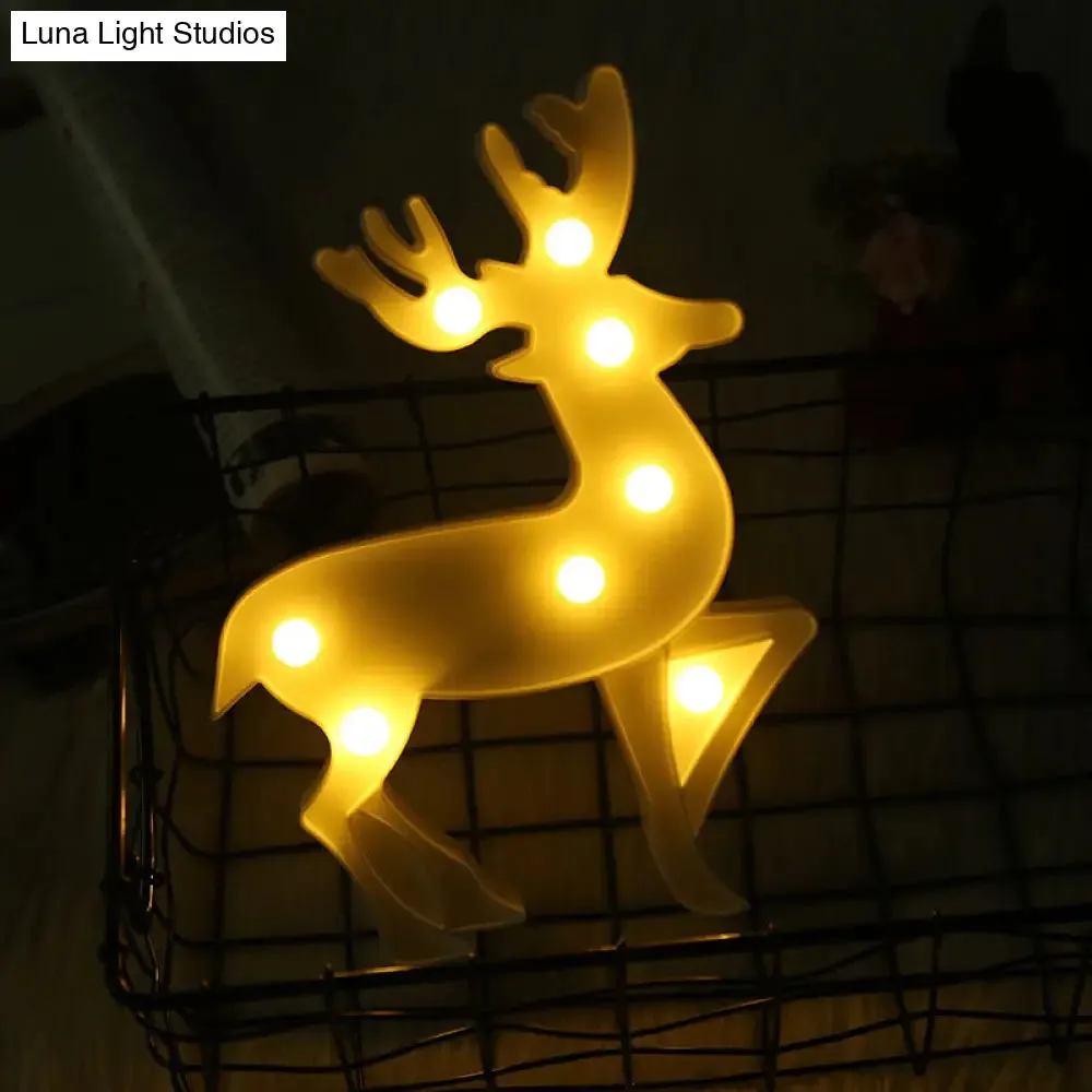 Deer-Designed White LED Night Lamp for Kids' Bedrooms