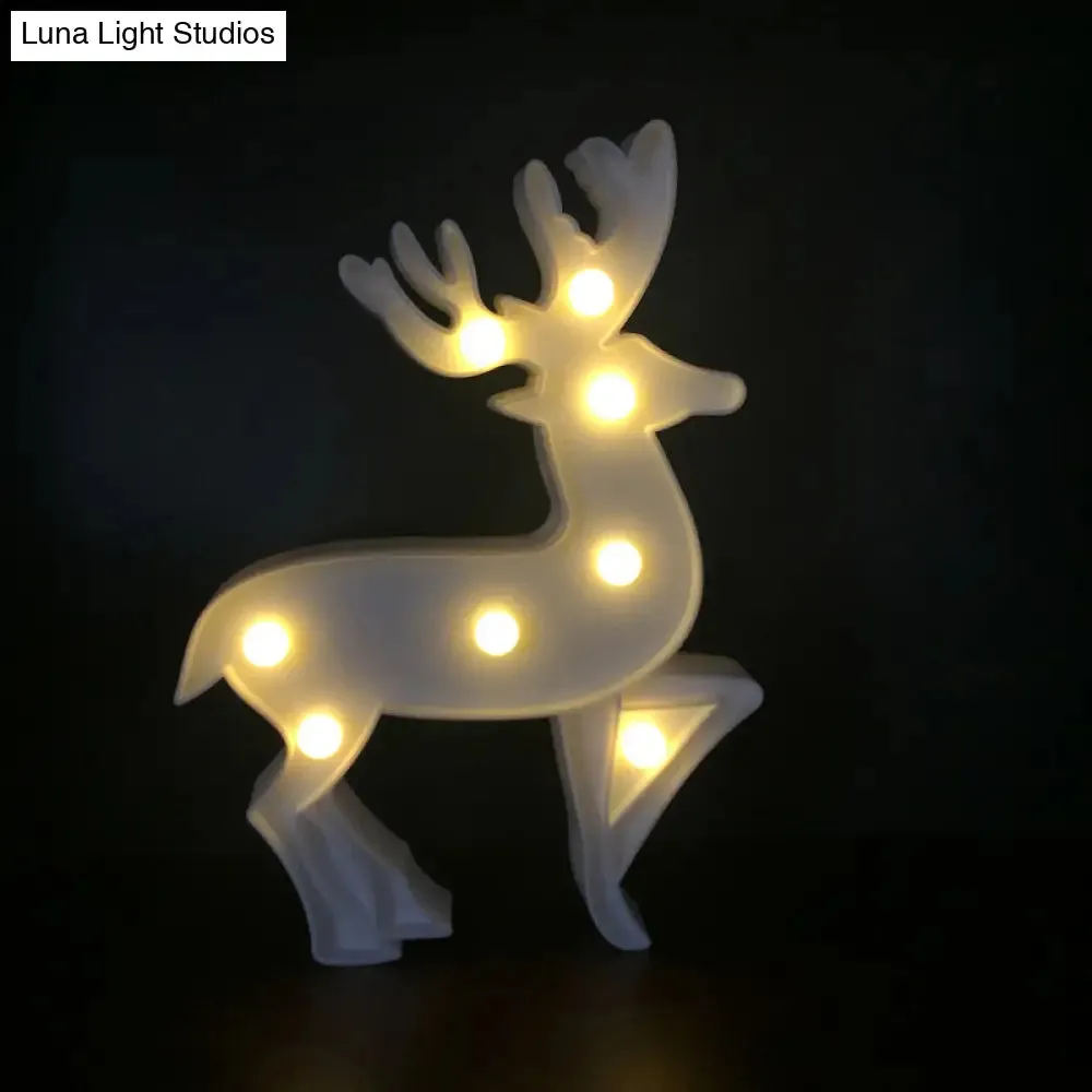 Deer-Designed White LED Night Lamp for Kids' Bedrooms