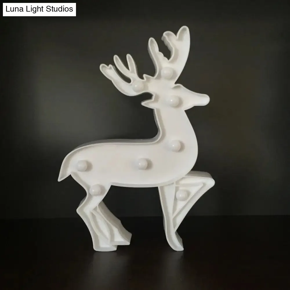 Deer-Designed White LED Night Lamp for Kids' Bedrooms