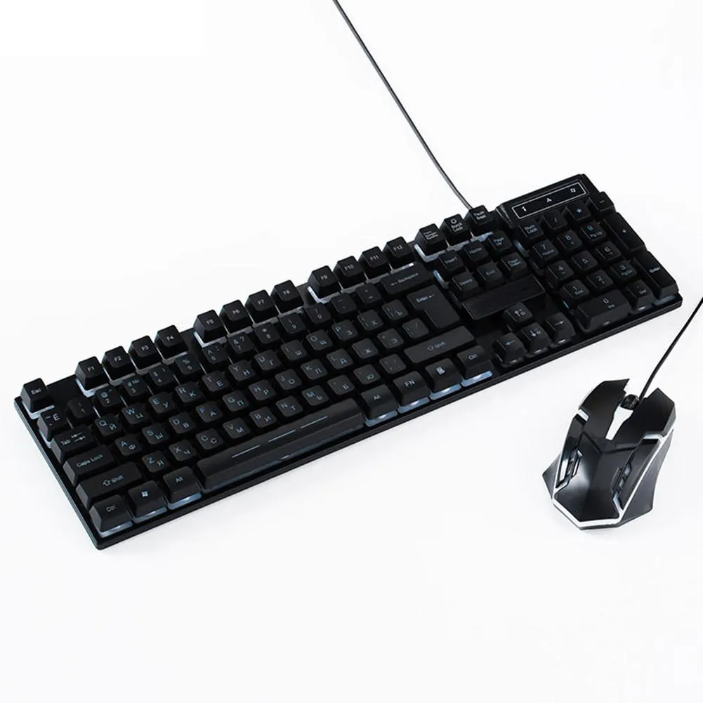 Desktop Keyboard Mouse Combo USB Wired Backlight Ergonomic Gaming Mechanical Keyboard and Mouse Set Computer Accessory