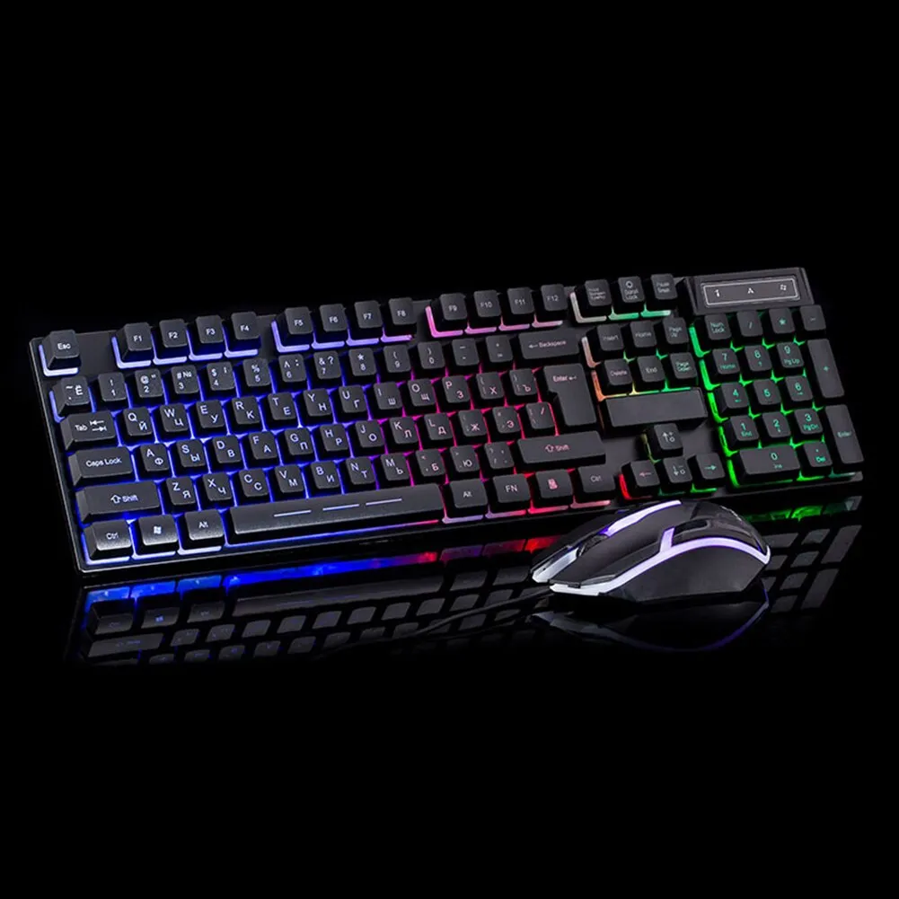 Desktop Keyboard Mouse Combo USB Wired Backlight Ergonomic Gaming Mechanical Keyboard and Mouse Set Computer Accessory