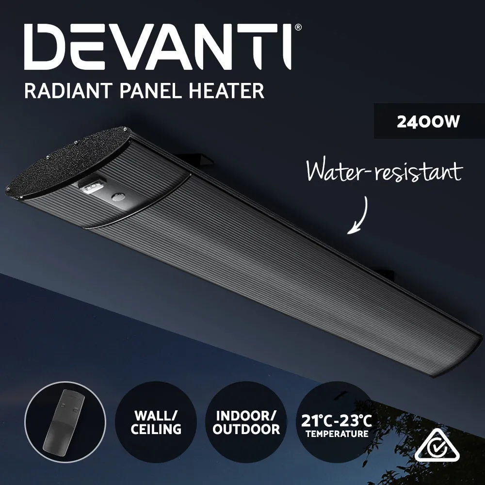 Devanti Electric Infrared Radiant Strip Heater Panel Heat Remote Control 2400W