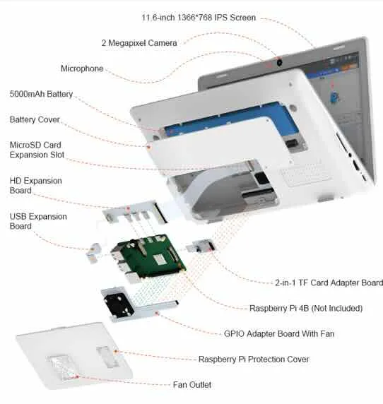 ELECROW CrowPi L - Real Raspberry Pi Laptop for Learning Programming and Hardware / Basic Kit without Raspberry Pi  boardcolor