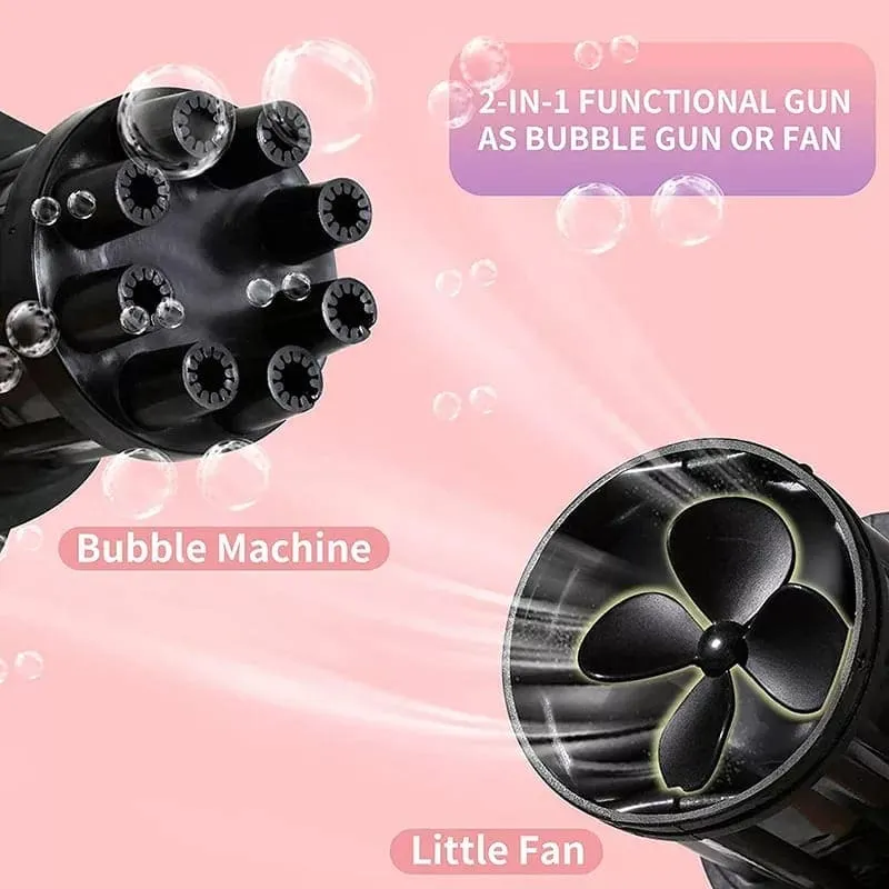 Electric Gatling Bubble Machine, 2-in-1 Automatic Gatling Bubble Gun, Summer Soap Bubble Blower Magic Toy, Bubble Blowing Toy Machine For Children, Electric Bubble Blaster for Summer Outdoor Activities