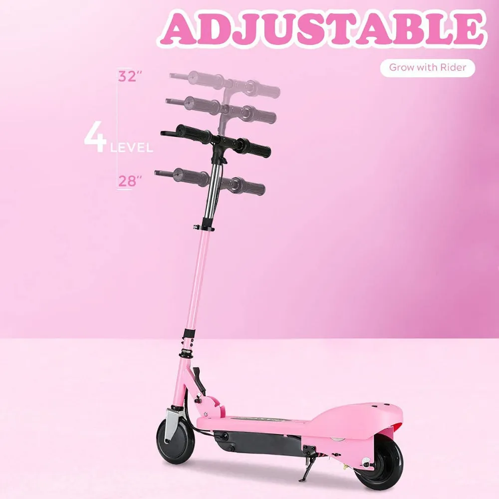 Electric Scooter, Foldable and Adjustable Height for Kids Ages 6 , up to 10mph ＆ 155lbs Max Load, 60 Mins Long Battery Life