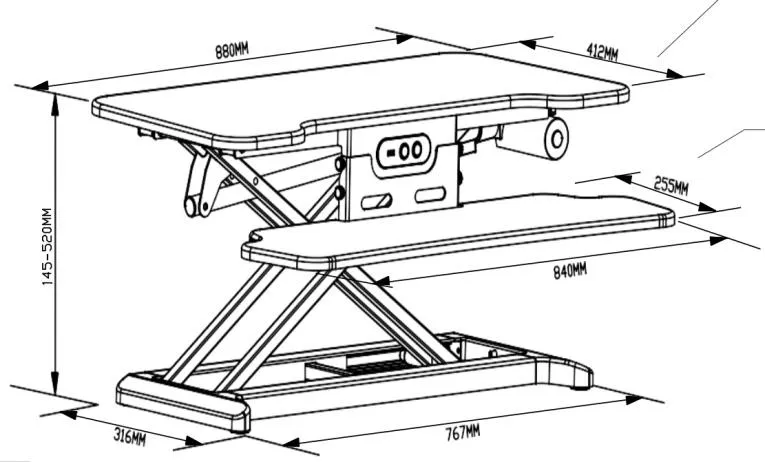 Electric Sit Stand Workstation Standing Desk Converter-Pain free Adjustments (RTEL)