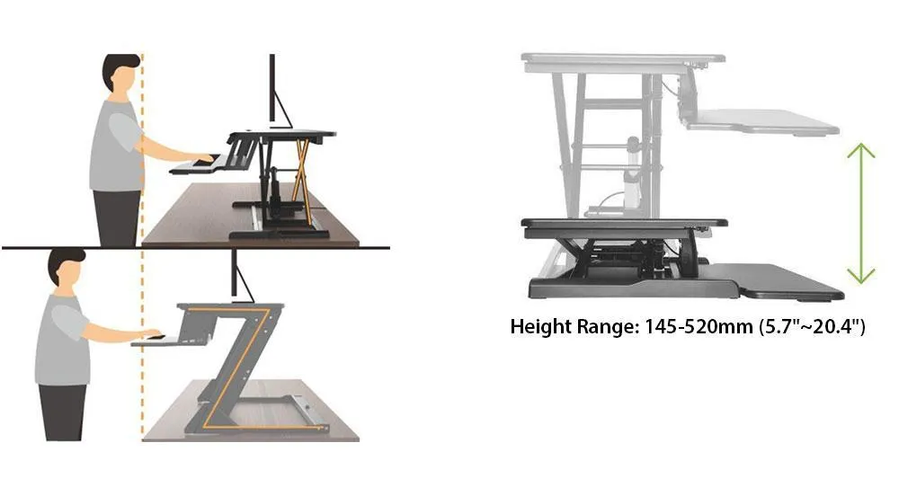 Electric Sit Stand Workstation Standing Desk Converter-Pain free Adjustments (RTEL)