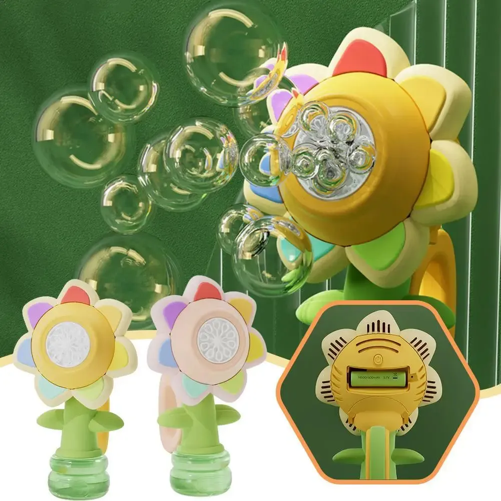 Electric Sunflower-Shaped Portable Kids Fun Bubble Maker Toy