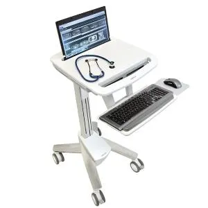 Ergotron StyleView EMR Laptop Cart, SV40 - 8.16 kg Capacity - 4 Casters - Aluminium - 464.8 mm Width x 1282.7 mm Height - White, Grey