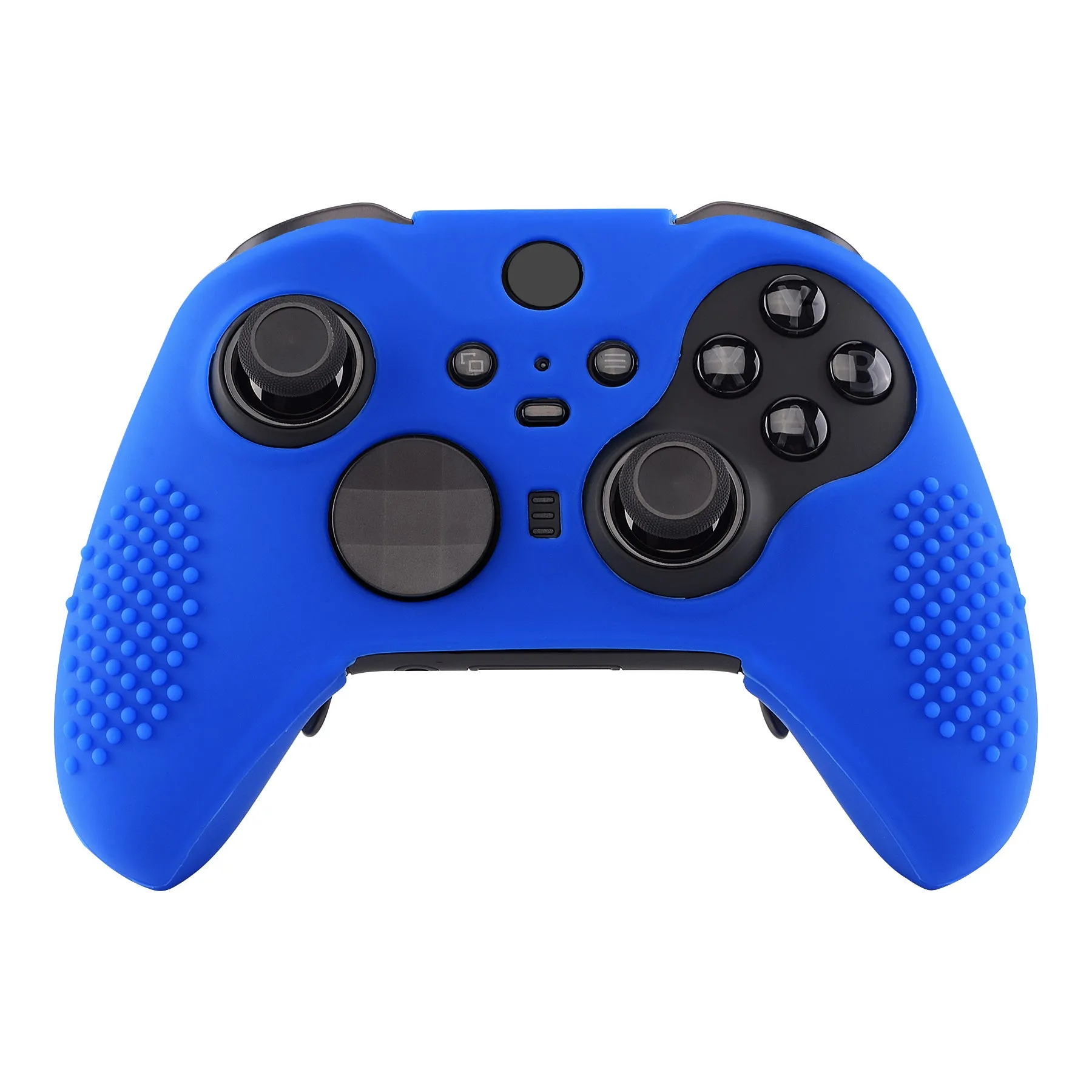 eXtremeRate PlayVital Blue Soft Anti-Slip Silicone Cover Skins, Controller Protective Case for New Xbox One Elite Series 2 (Model 1797 and Core Model 1797) with Thumb Grips Analog Caps -XBOWP0047GC