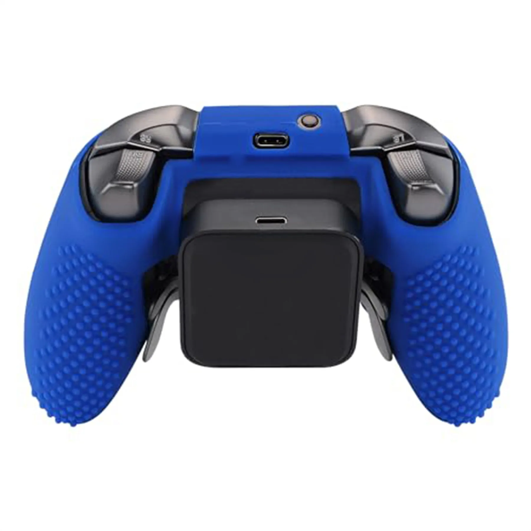 eXtremeRate PlayVital Blue Soft Anti-Slip Silicone Cover Skins, Controller Protective Case for New Xbox One Elite Series 2 (Model 1797 and Core Model 1797) with Thumb Grips Analog Caps -XBOWP0047GC