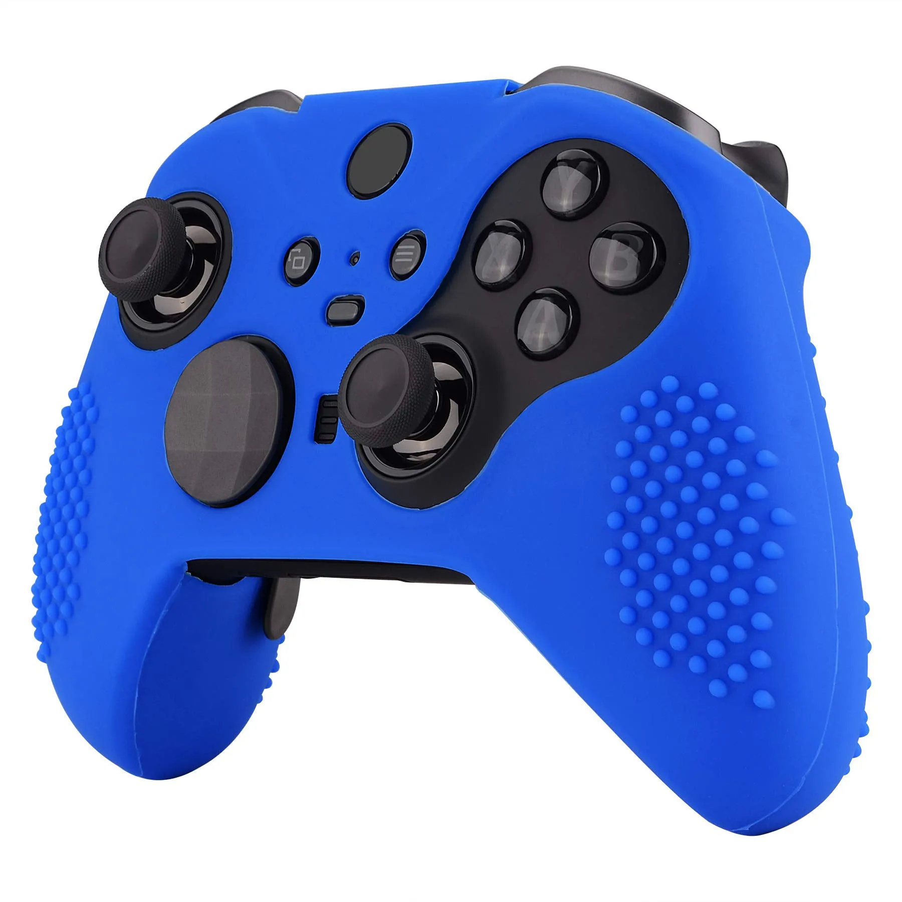 eXtremeRate PlayVital Blue Soft Anti-Slip Silicone Cover Skins, Controller Protective Case for New Xbox One Elite Series 2 (Model 1797 and Core Model 1797) with Thumb Grips Analog Caps -XBOWP0047GC