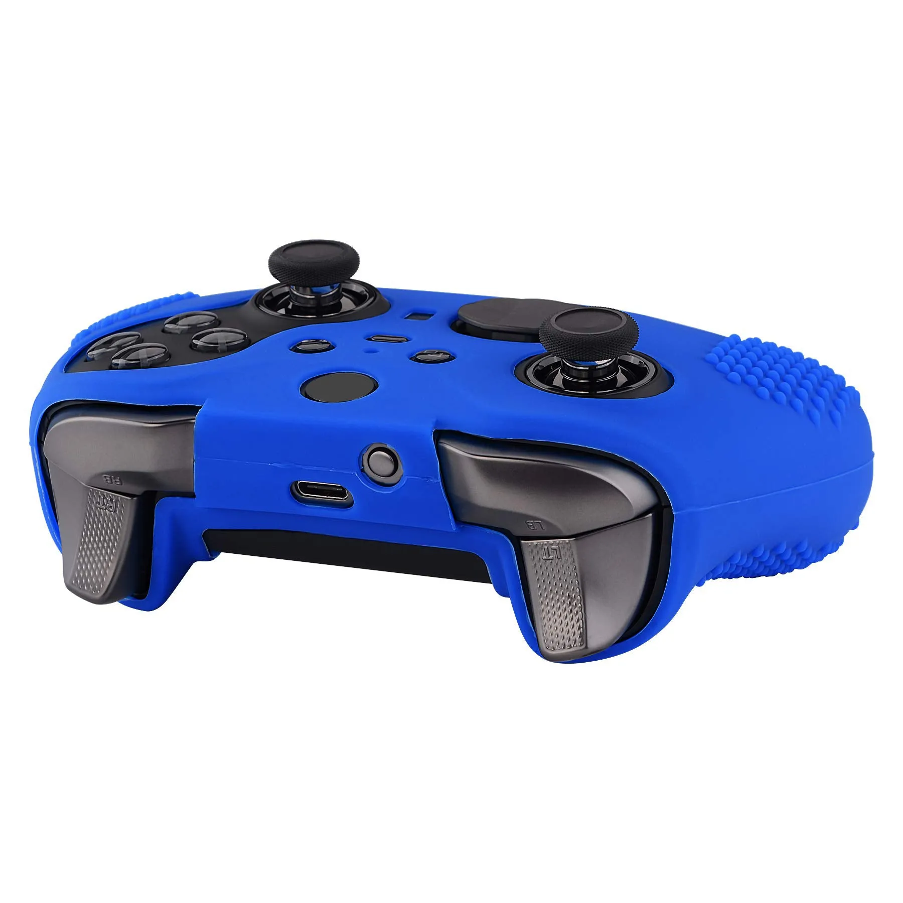 eXtremeRate PlayVital Blue Soft Anti-Slip Silicone Cover Skins, Controller Protective Case for New Xbox One Elite Series 2 (Model 1797 and Core Model 1797) with Thumb Grips Analog Caps -XBOWP0047GC