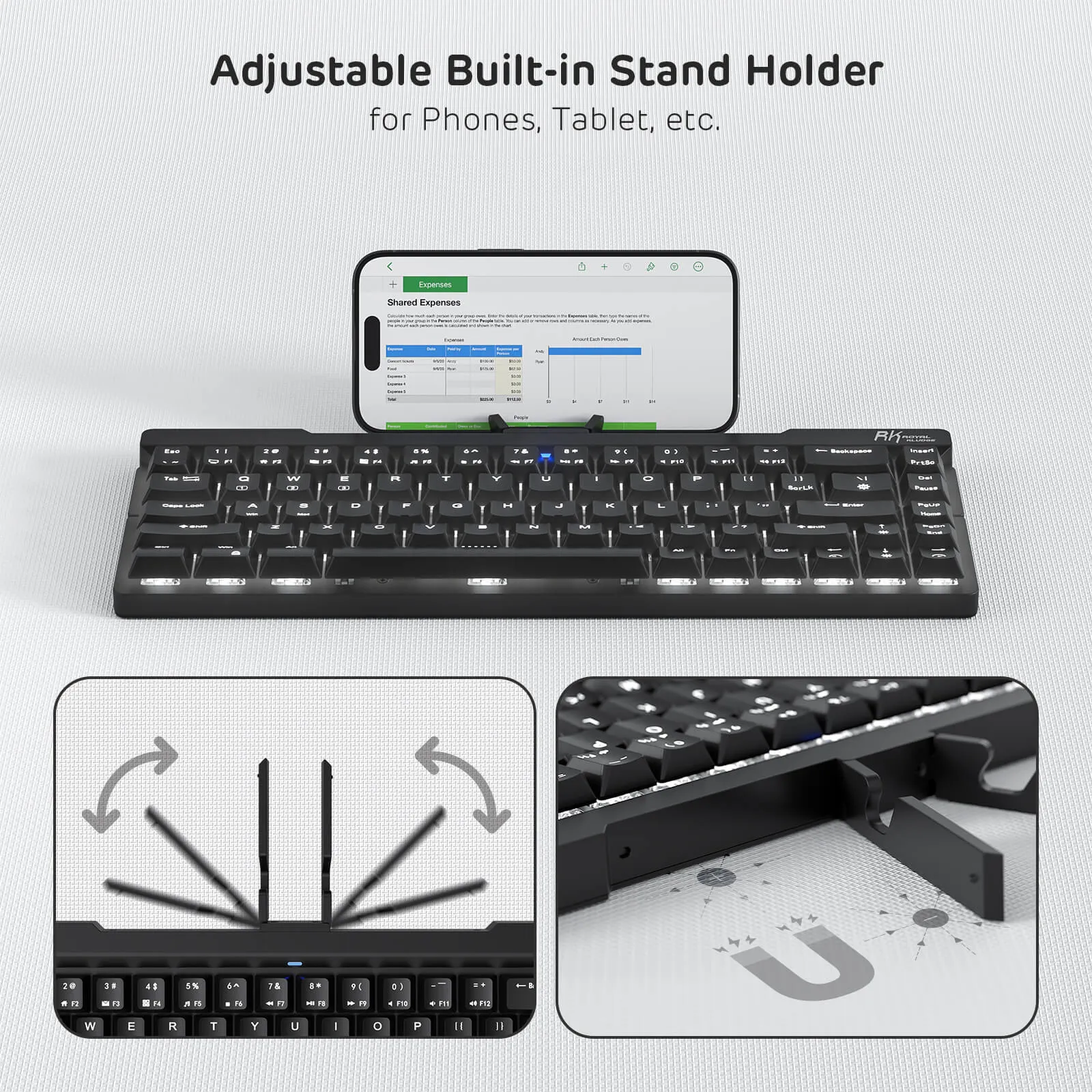 F68 60% Foldable Low Profile Mechanical Keyboard