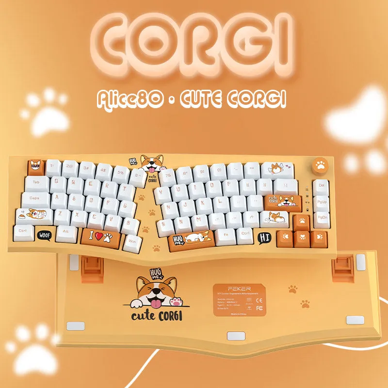 FEKER Alice80 Corgi Mechanical Keyboard with Wood Wrist Rest