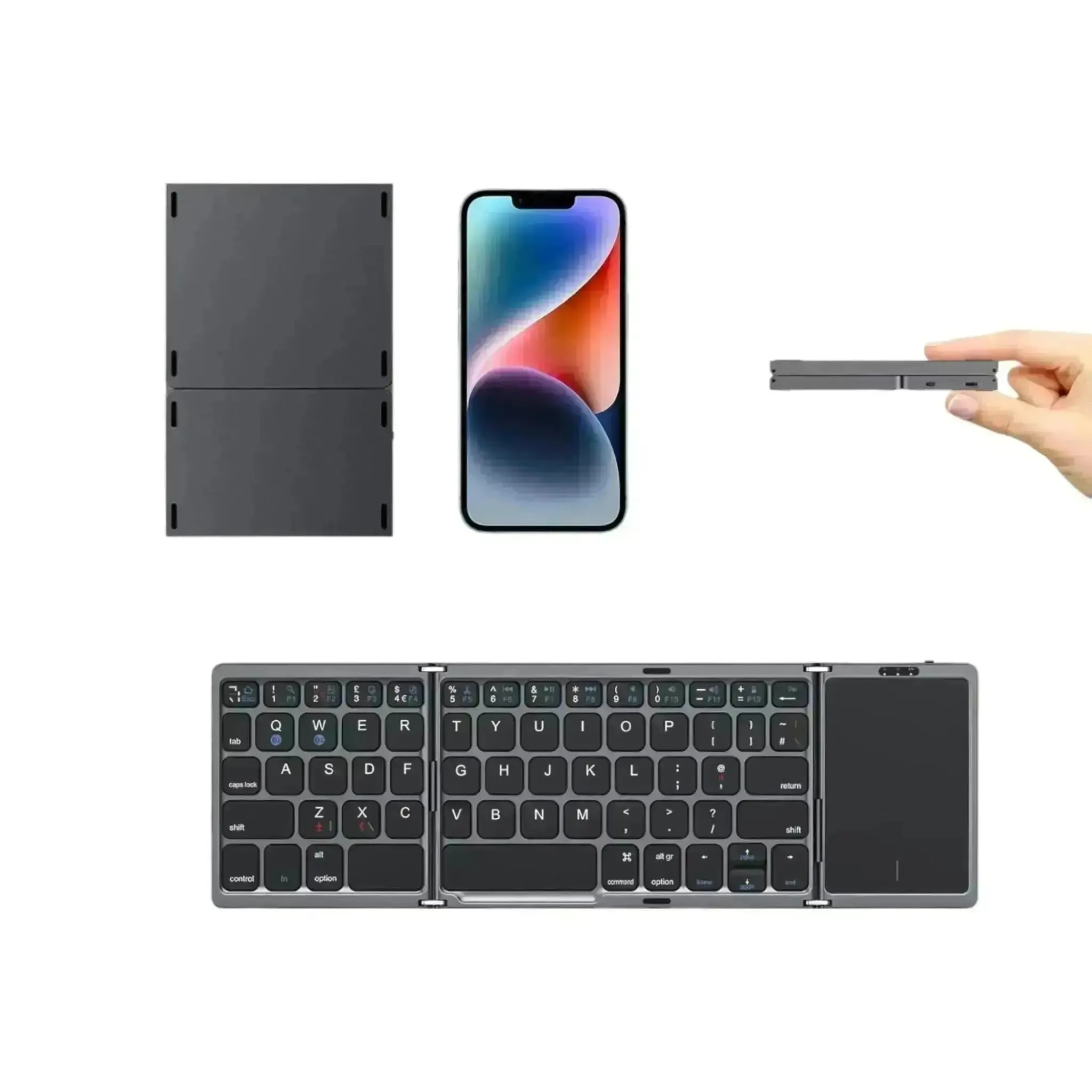 Foldable Bluetooth Keyboard – Touchpad & USB-C Compatibility