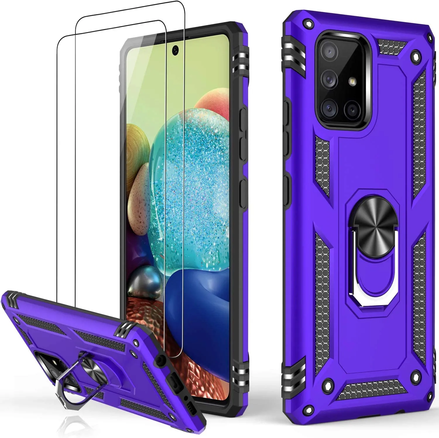 Galaxy A71 Case Military Grade Magnetic Ring Kickstand Case