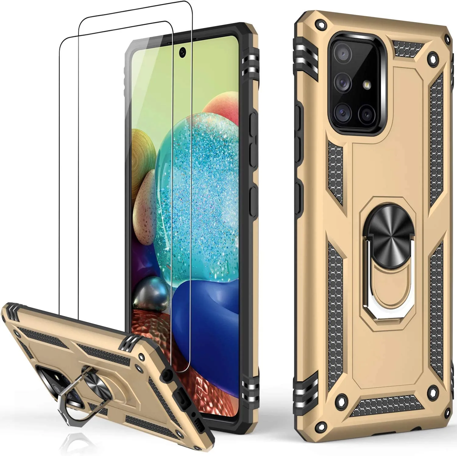 Galaxy A71 Case Military Grade Magnetic Ring Kickstand Case