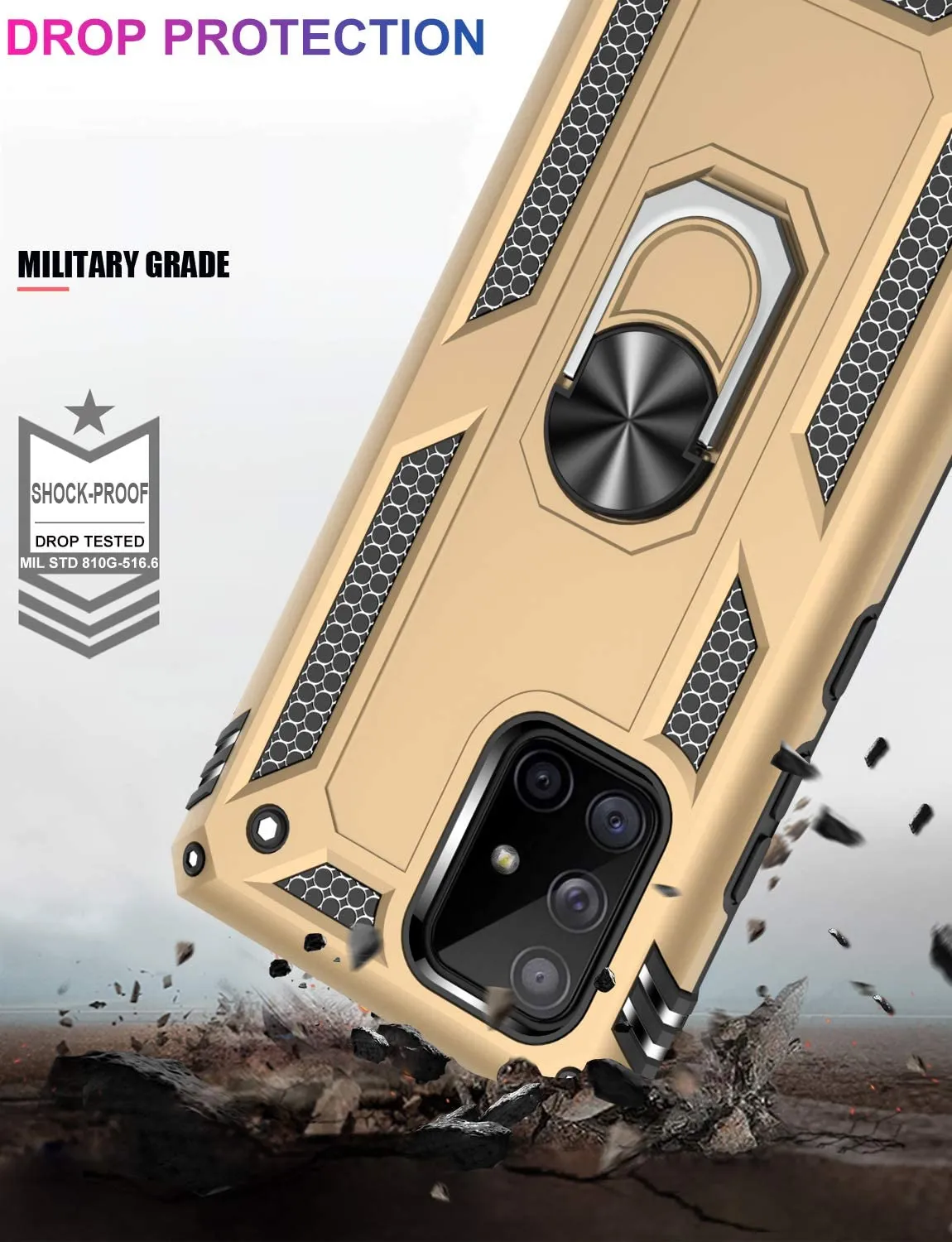 Galaxy A71 Case Military Grade Magnetic Ring Kickstand Case